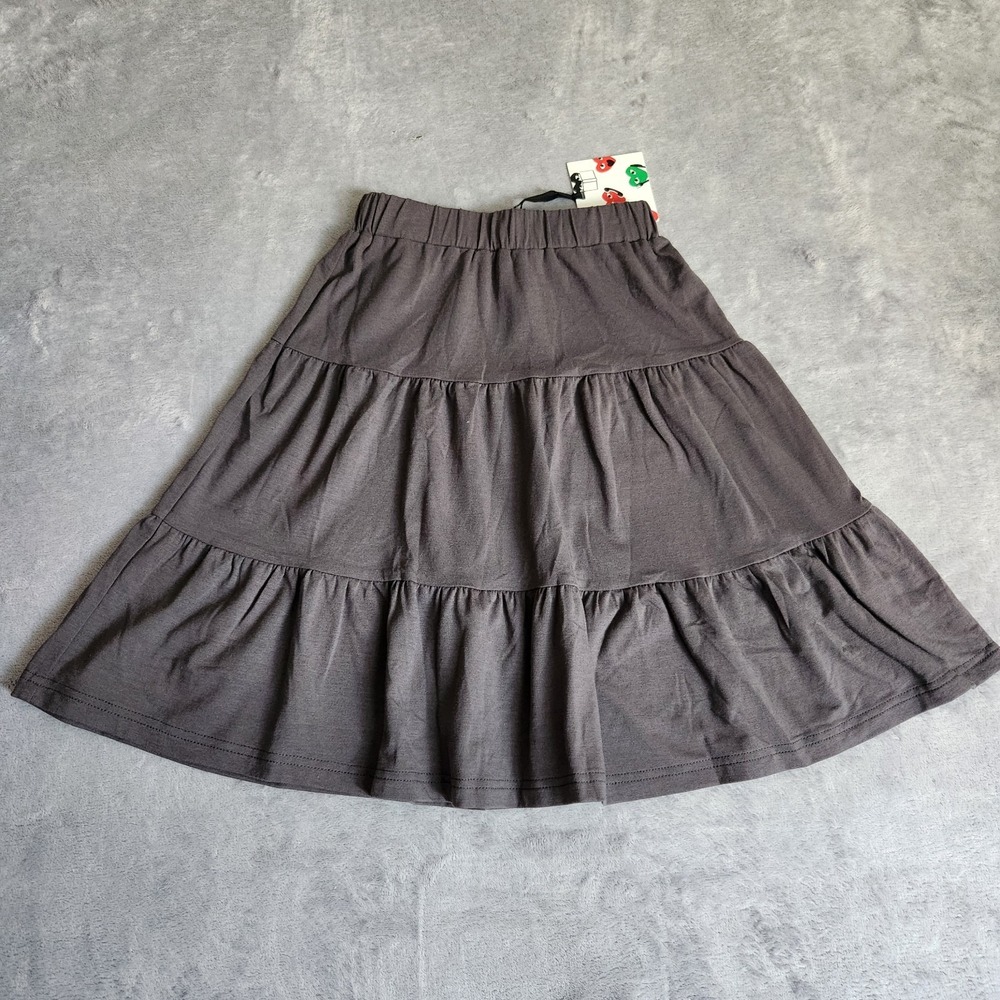 New $82 Zero + Us Dark Gray Skirt Girls Size 6 Plus Tiered Designer Posh NWT